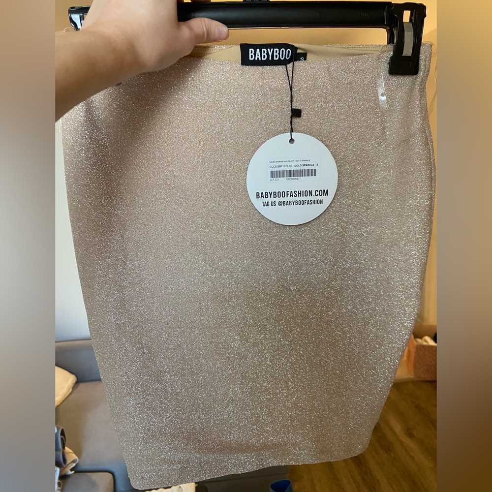 Babyboo Fashion Gold Shimmer Mini Skirt